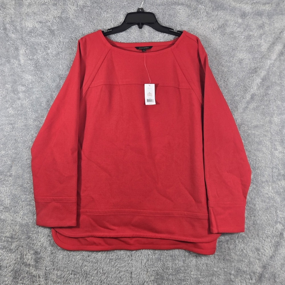 Banana Republic Womens Red Boat Neck Long Sleeve Top XL NWT 674174-00-1